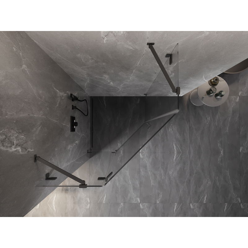 Mexen Lunar pentagonal left hinged shower enclosure 80 x 80 cm, transparent, gun metal - 831-080L-080P-95-00-L