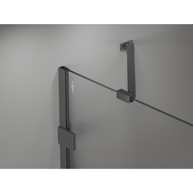 Mexen Lunar pentagonal shower enclosure with left hinged door 80 x 90 cm, transparent, gun metal - 831-080L-090P-95-00-L