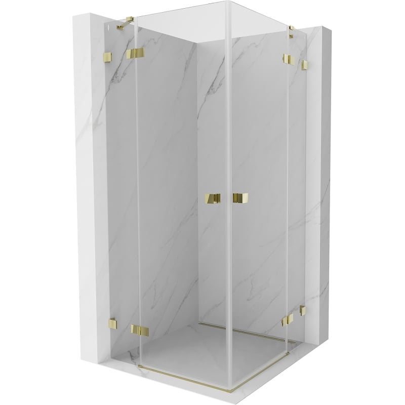 Mexen Lunar Duo shower enclosure pivot 95 x 95 cm, transparent, gold - 834-095L-095P-50-00