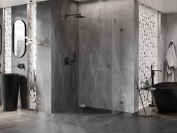 Mexen Lunar pentagonal swing left shower cabin 100 x 80 cm, transparent, gun metal - 831-100L-080P-95-00-L