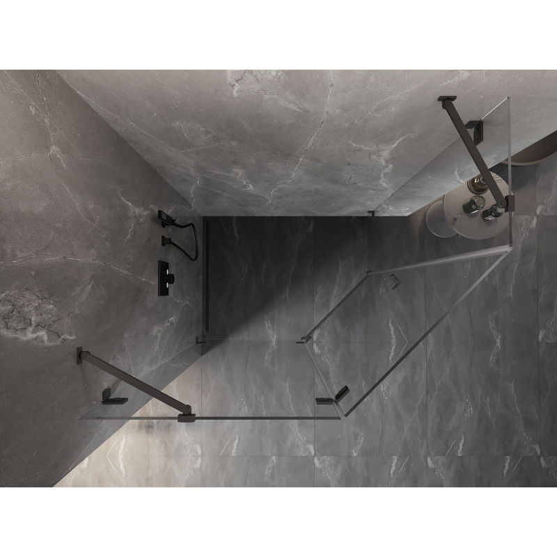 Mexen Lunar pentagonal shower enclosure, left hinged, 100 x 80 cm, transparent, gun metal - 831-100L-080P-95-00-L