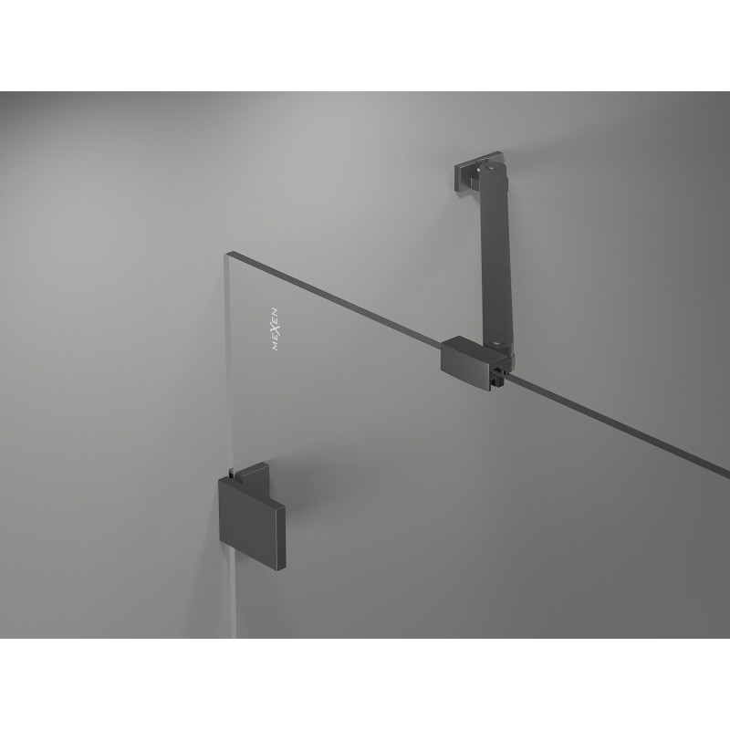 Mexen Lunar pentagonal left swing shower cabin 100 x 100 cm, transparent, gun metal - 831-100L-100P-95-00-L