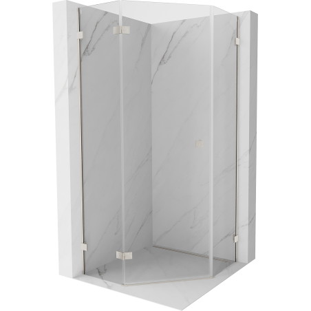 Mexen Lunar pentagonal shower enclosure with left hinged door 90 x 90 cm, transparent, brushed nickel - 831-090L-090P-97-00-L