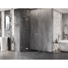 Mexen Lunar pentagonal shower enclosure with left hinged door 90 x 90 cm, transparent, brushed nickel - 831-090L-090P-97-00-L