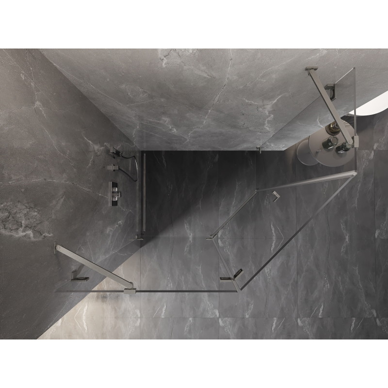 Mexen Lunar pentagonal shower enclosure, hinged left 100 x 80 cm, transparent, brushed nickel - 831-100L-080P-97-00-L