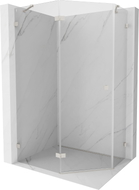 Mexen Lunar pentagonal shower enclosure, hinged left 100 x 80 cm, transparent, brushed nickel - 831-100L-080P-97-00-L