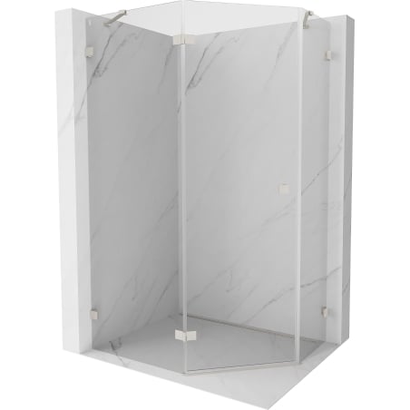 Mexen Lunar Pentagonal Left-Swing Shower Enclosure 100 x 90 cm, Transparent, Brushed Nickel - 831-100L-090P-97-00-L