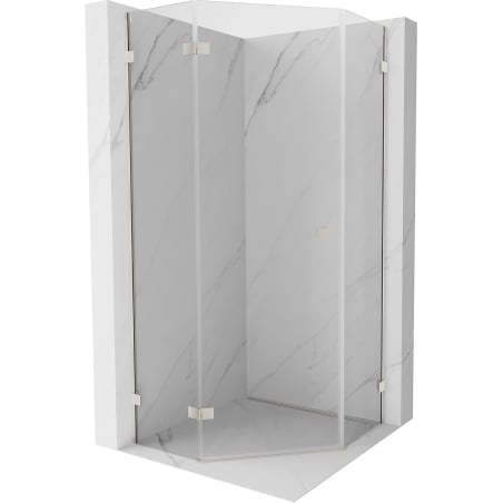Mexen Lunar pentagonal left hinged shower enclosure 100 x 100 cm, transparent, brushed nickel - 831-100L-100P-97-00-L