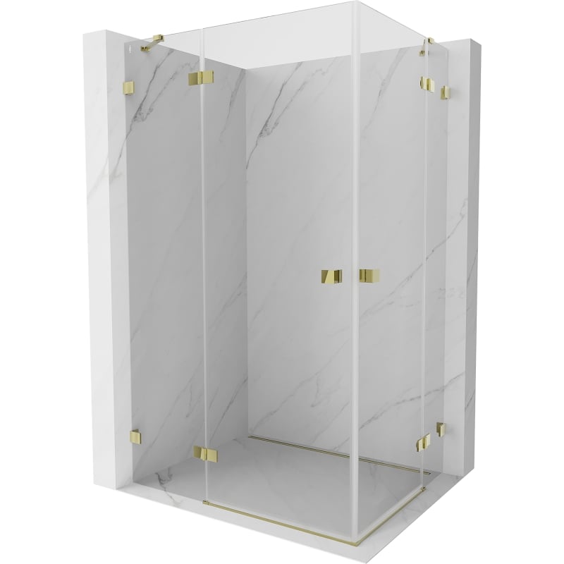 Mexen Lunar Duo left swing shower enclosure 110 x 100 cm, transparent, gold - 834-110L-100P-50-00