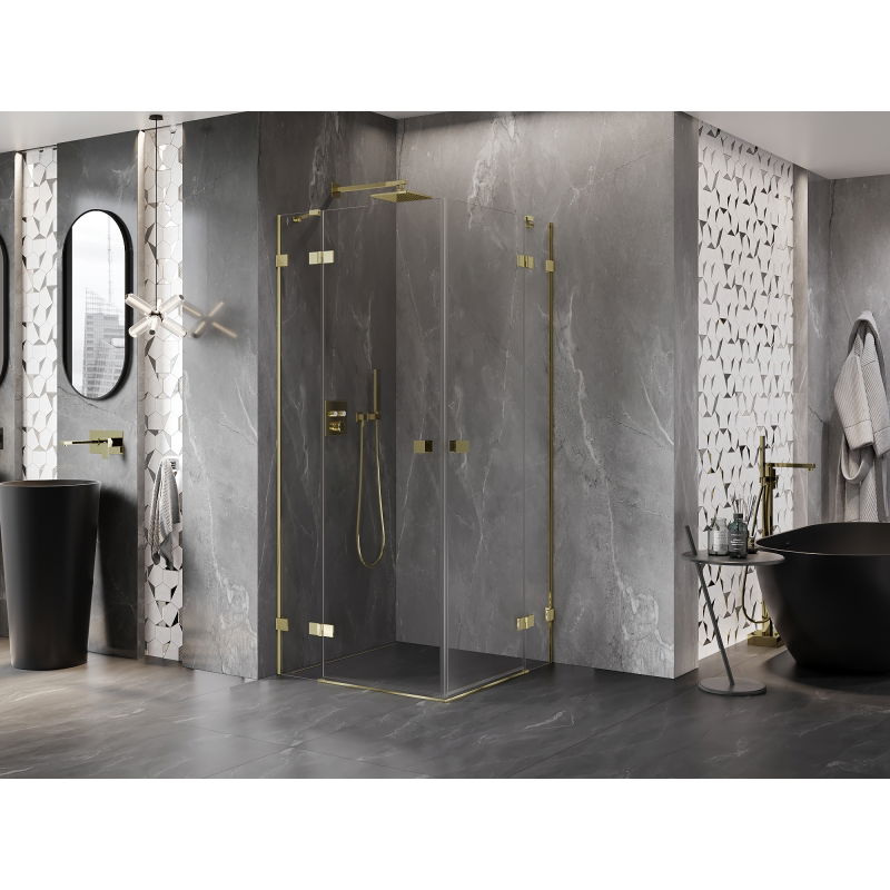 Mexen Lunar Duo hinged shower cabin 110 x 110 cm, transparent, gold - 834-110L-110P-50-00