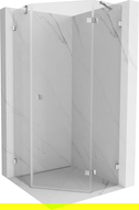 Mexen Lunar Pentagonal Right-Hinged Shower Enclosure 80 x 80 cm, Transparent, Chrome - 831-080P-080L-01-00-P
