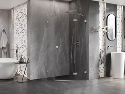 Mexen Lunar Pentagonal Right-Hinged Shower Enclosure 80 x 80 cm, Transparent, Chrome - 831-080P-080L-01-00-P