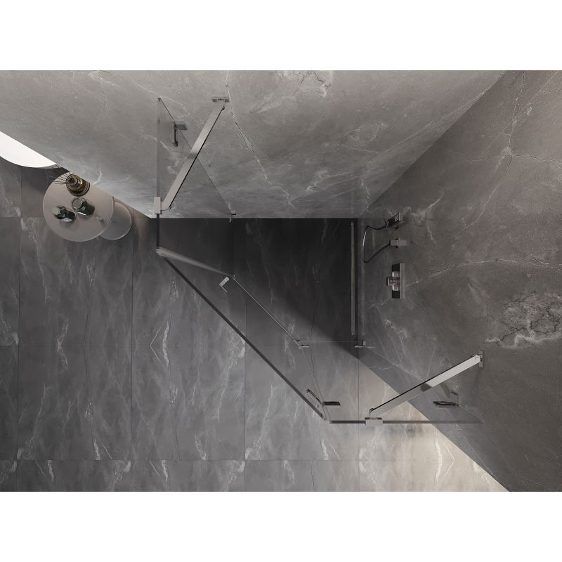 Mexen Lunar Pentagonal Right-Hinged Shower Enclosure 80 x 80 cm, Transparent, Chrome - 831-080P-080L-01-00-P