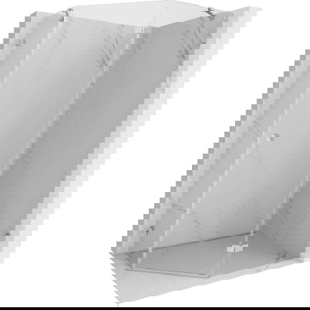 Mexen Lunar pentagonal hinged right shower enclosure 90 x 80 cm, transparent, chrome - 831-090P-080L-01-00-P