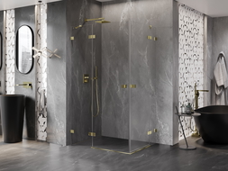 Mexen Lunar Duo shower cabin hinged 120 x 100 cm, transparent, gold - 834-120L-100P-50-00