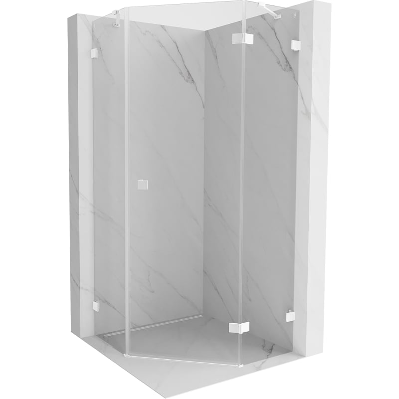 Mexen Lunar pentagonal right-opening shower enclosure 80 x 80 cm, transparent, white - 831-080P-080L-20-00-P
