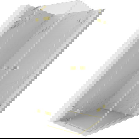 Mexen Lunar Duo shower enclosure with hinged doors 75 x 75 cm, transparent, brushed gold - 834-075L-075P-55-00