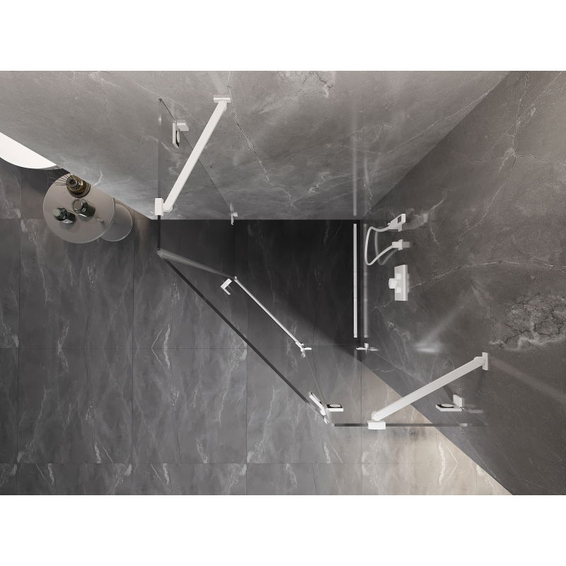 Mexen Lunar pentagonal shower enclosure right-hinged 90 x 90 cm, transparent, white - 831-090P-090L-20-00-P