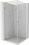 Mexen Lunar Duo pivot shower enclosure 100 x 100 cm, transparent, brushed gold - 834-100L-100P-55-00