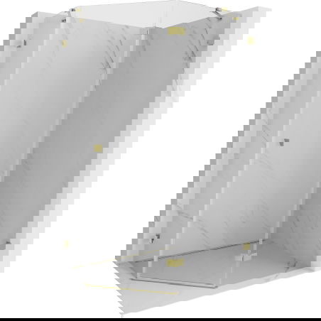 Mexen Lunar pentagonal shower enclosure, right door 90 x 80 cm, transparent, gold - 831-090P-080L-50-00-P