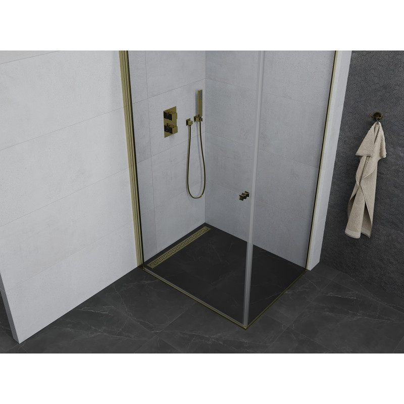Mexen Pretoria hinged shower cabin 70 x 100 cm, transparent, gold - 852-070-100-50-00