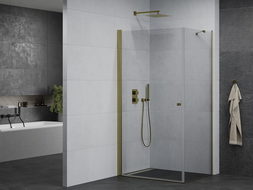 Mexen Pretoria 80 x 70 cm Hinged Shower Enclosure, Transparent, Gold - 852-080-070-50-00