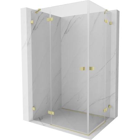 Mexen Lunar Duo left hinged shower enclosure 110 x 100 cm, transparent, brushed gold - 834-110L-100P-55-00