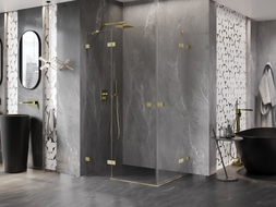 Mexen Lunar Duo Shower Enclosure Hinged Left 110 x 105 cm, Transparent, Brushed Gold - 834-110L-105P-55-00