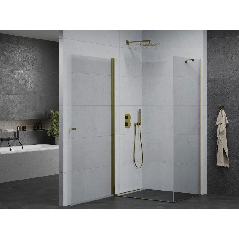 Mexen Pretoria 80 x 100 cm Pivot Shower Enclosure, Transparent, Gold - 852-080-100-50-00