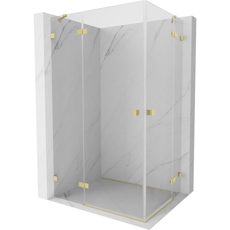 Mexen Lunar Duo left swing shower enclosure 115 x 110 cm, transparent, brushed gold - 834-115L-110P-55-00