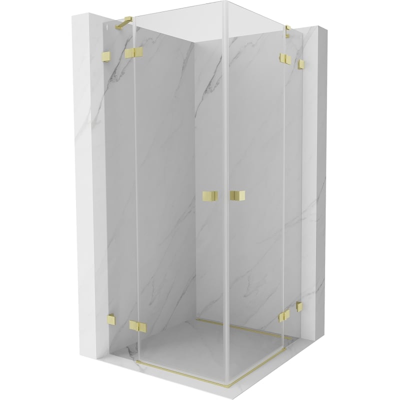 Mexen Lunar Duo Swing Shower Cabin 115 x 115 cm, Transparent, Brushed Gold - 834-115L-115P-55-00