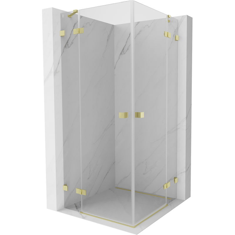 Mexen Lunar Duo 120 x 120 cm Hinged Shower Enclosure, Transparent, Brushed Gold - 834-120L-120P-55-00