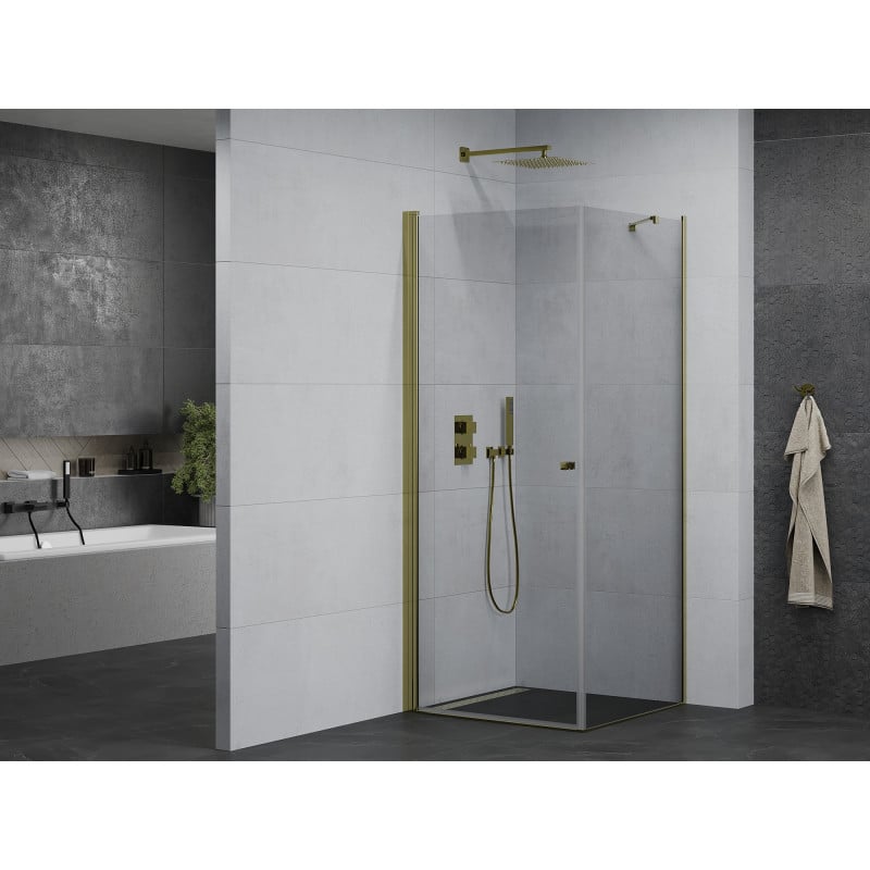 Mexen Pretoria tilt shower cabin 90 x 90 cm, transparent, gold - 852-090-090-50-00