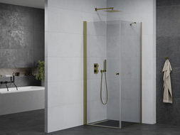 Mexen Pretoria 90 x 90 cm Hinged Shower Enclosure, Transparent, Gold - 852-090-090-50-00