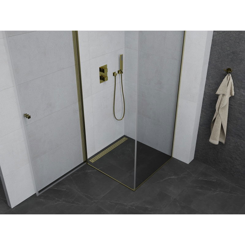 Mexen Pretoria 90 x 90 cm Hinged Shower Enclosure, Transparent, Gold - 852-090-090-50-00