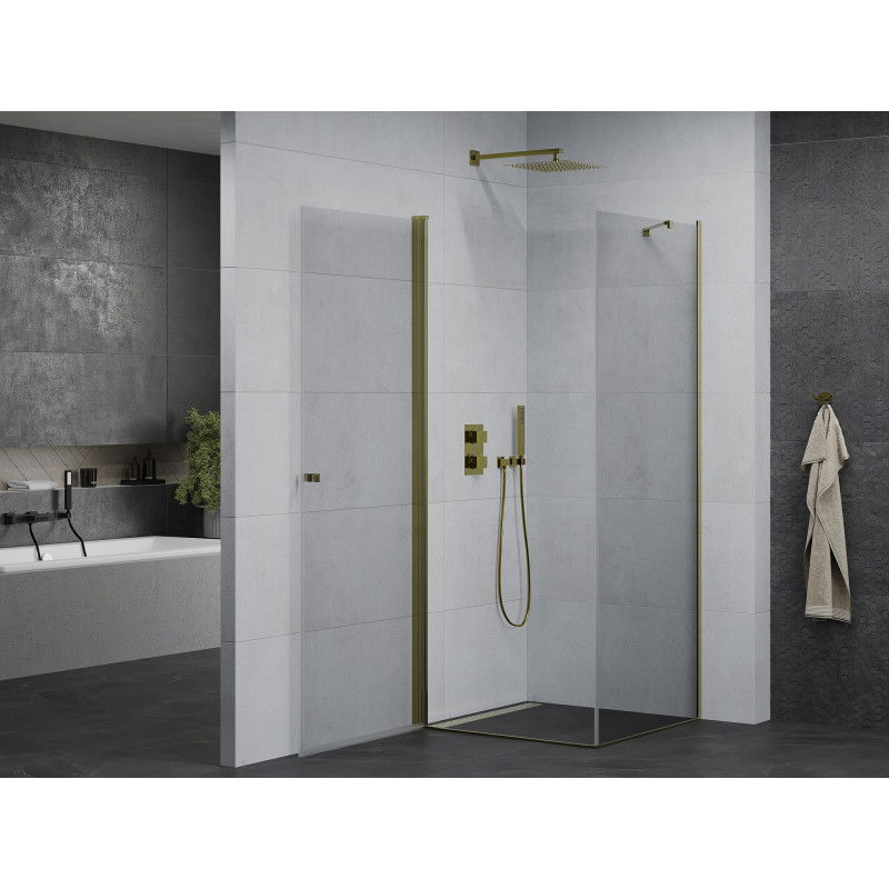 Mexen Pretoria 90 x 90 cm Hinged Shower Enclosure, Transparent, Gold - 852-090-090-50-00