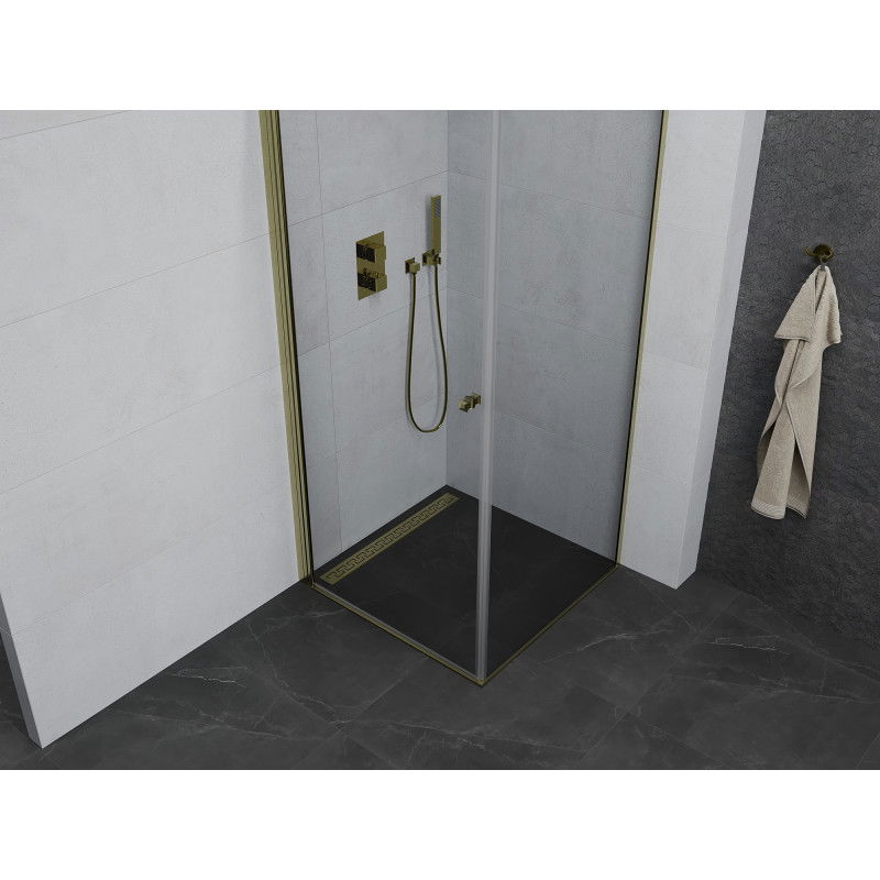Mexen Pretoria Hinged Shower Enclosure 80 x 80 cm, Transparent, Gold - 852-080-080-50-00