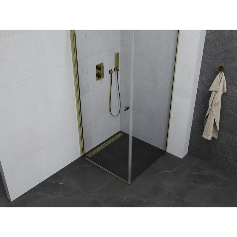 Mexen Pretoria swing shower cabin 80 x 80 cm, transparent, gold - 852-080-080-50-00