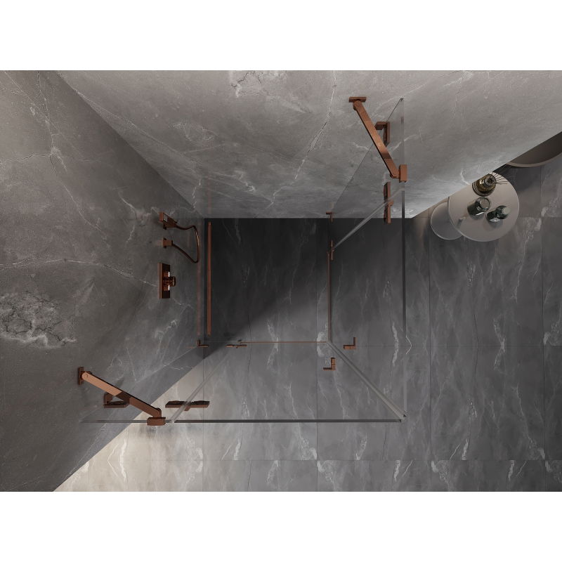 Mexen Lunar Duo Swing Shower Enclosure 85 x 85 cm, Transparent, Rose Gold - 834-085L-085P-60-00