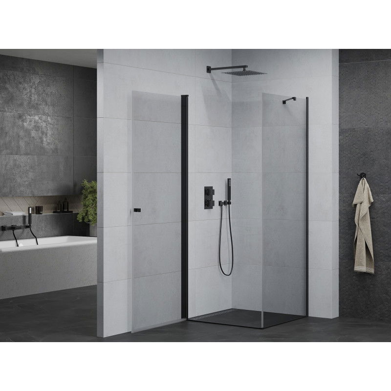 Mexen Pretoria 80 x 80 cm Pivot Shower Enclosure, Transparent, Black - 852-080-080-70-00