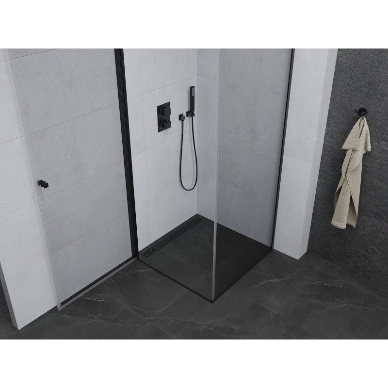 Mexen Pretoria 80 x 80 cm Pivot Shower Enclosure, Transparent, Black - 852-080-080-70-00