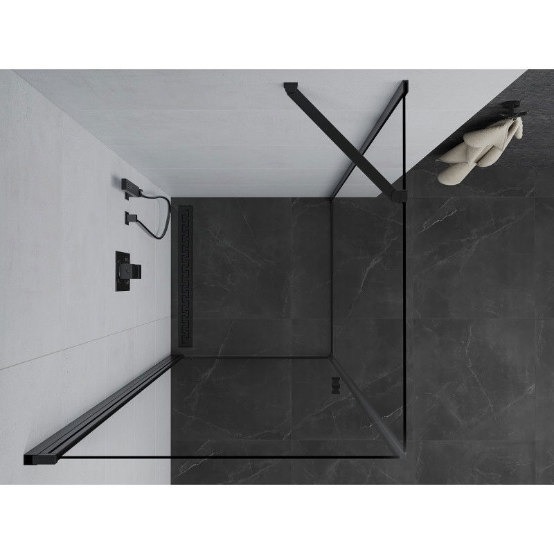 Mexen Pretoria 80 x 80 cm Pivot Shower Enclosure, Transparent, Black - 852-080-080-70-00