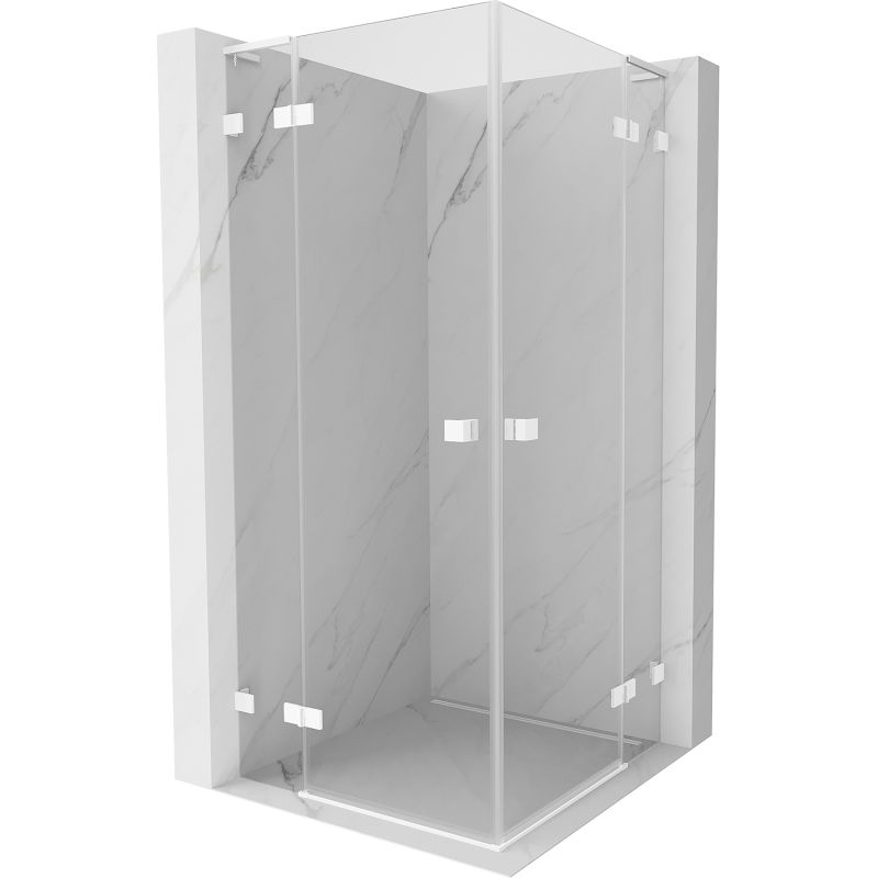 Mexen Lunar L Duo Hinged Shower Enclosure 80 x 80 cm, Transparent, White - 834L-080L-080P-20-00