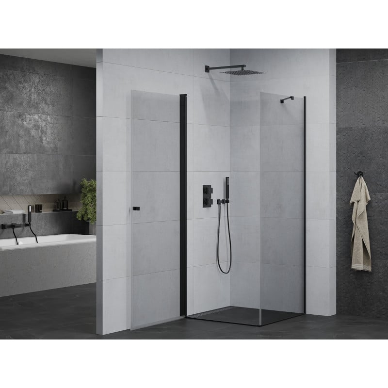 Mexen Pretoria 90 x 90 cm Hinged Shower Enclosure, Transparent, Black - 852-090-090-70-00