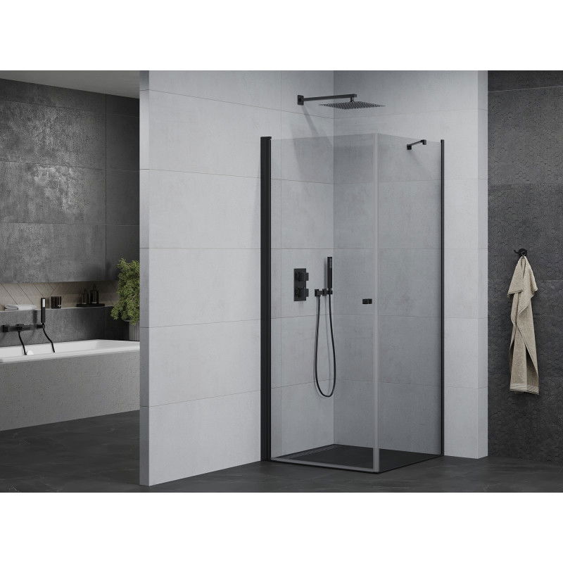 Mexen Pretoria 90 x 90 cm Hinged Shower Enclosure, Transparent, Black - 852-090-090-70-00