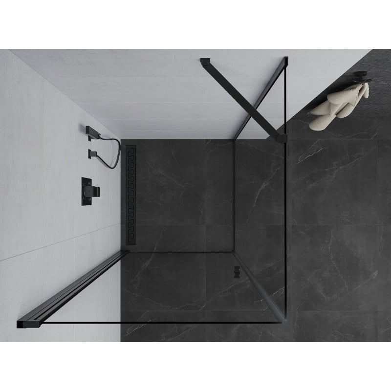 Mexen Pretoria 90 x 90 cm Hinged Shower Enclosure, Transparent, Black - 852-090-090-70-00