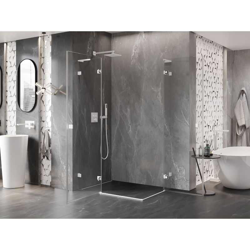 Mexen Lunar L Duo left swing shower enclosure 85 x 75 cm, transparent, white - 834L-085L-075P-20-00