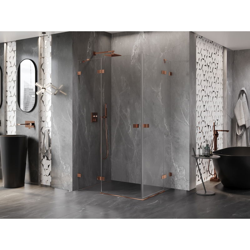 Mexen Lunar Duo hinged shower enclosure left 110 x 90 cm, transparent, rose gold - 834-110L-090P-60-00