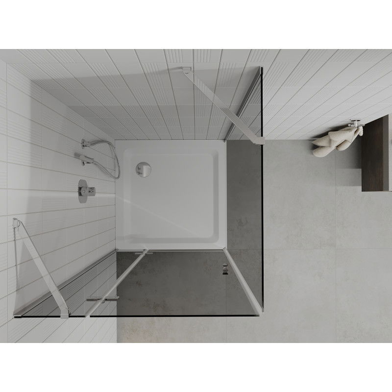 Mexen Roma 70 x 70 cm Hinged Shower Enclosure, Graphite, Chrome + Flat Tray, White - 854-070-070-01-40-4010