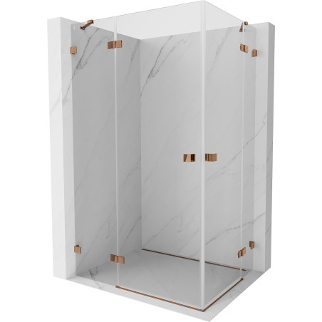 Mexen Lunar Duo Shower Enclosure with Swing Door, Left 115 x 105 cm, Transparent, Rose Gold - 834-115L-105P-60-00